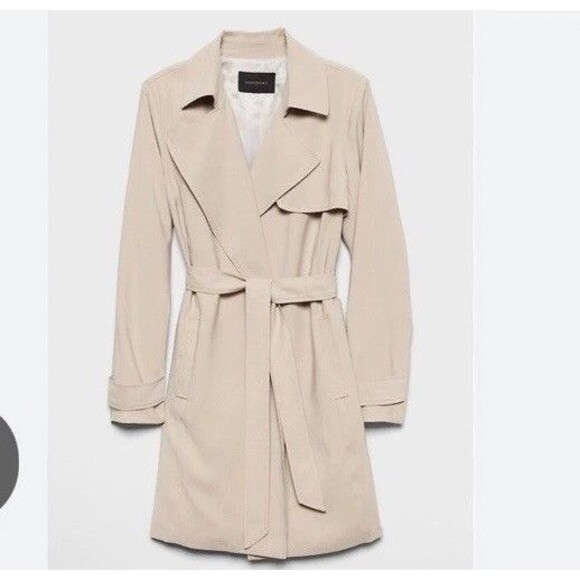 Banana Republic Soft Trench Coat SZ M oxford tan NWT - Picture 3 of 13